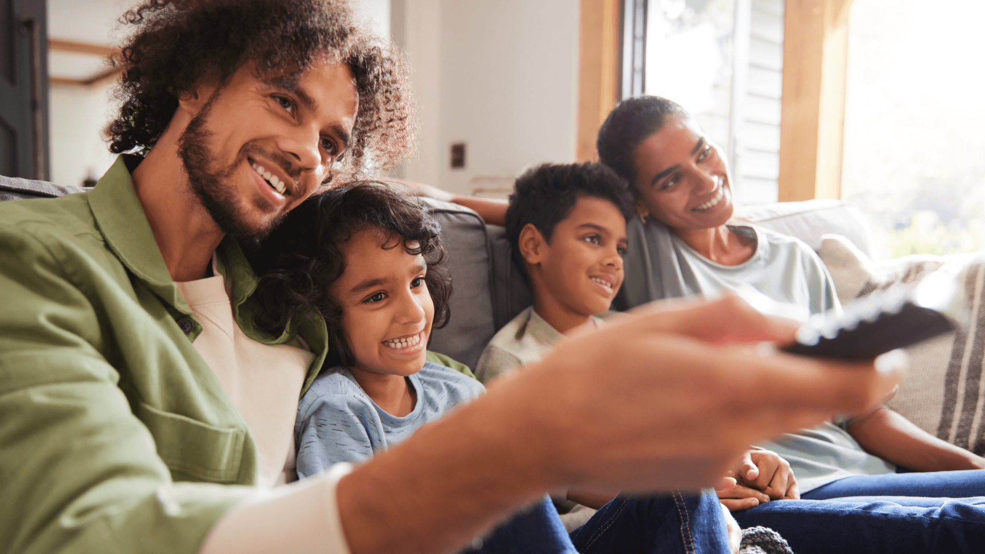 family watching tv