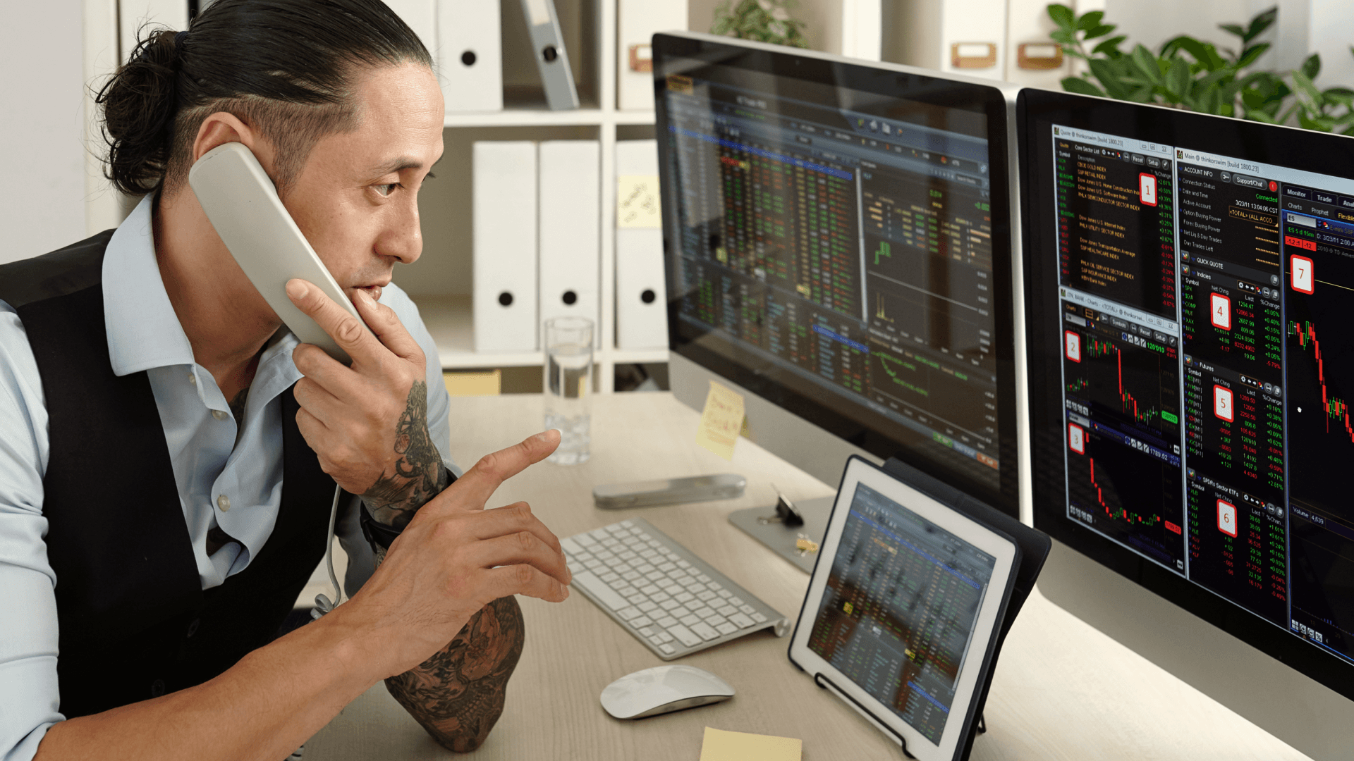 trader checking markets