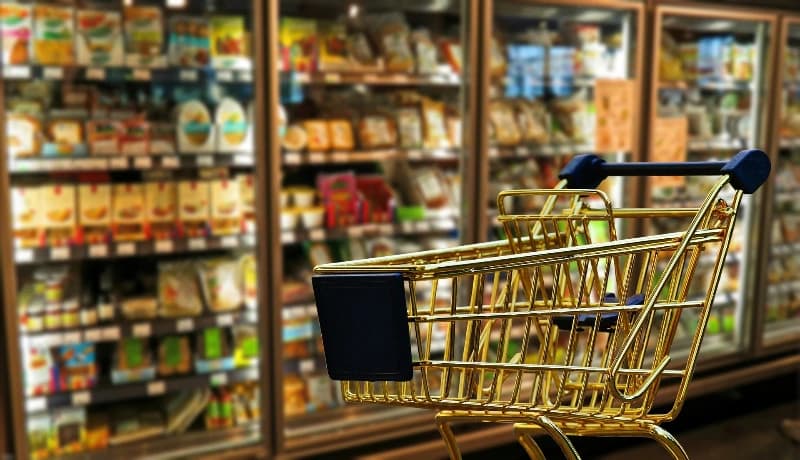 shopping cart in grocery store