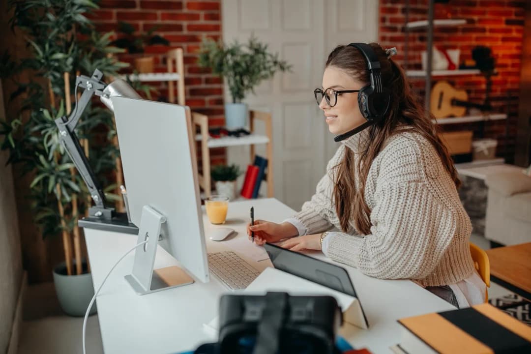 Female developer sitting on a call, representing enneagram for developers