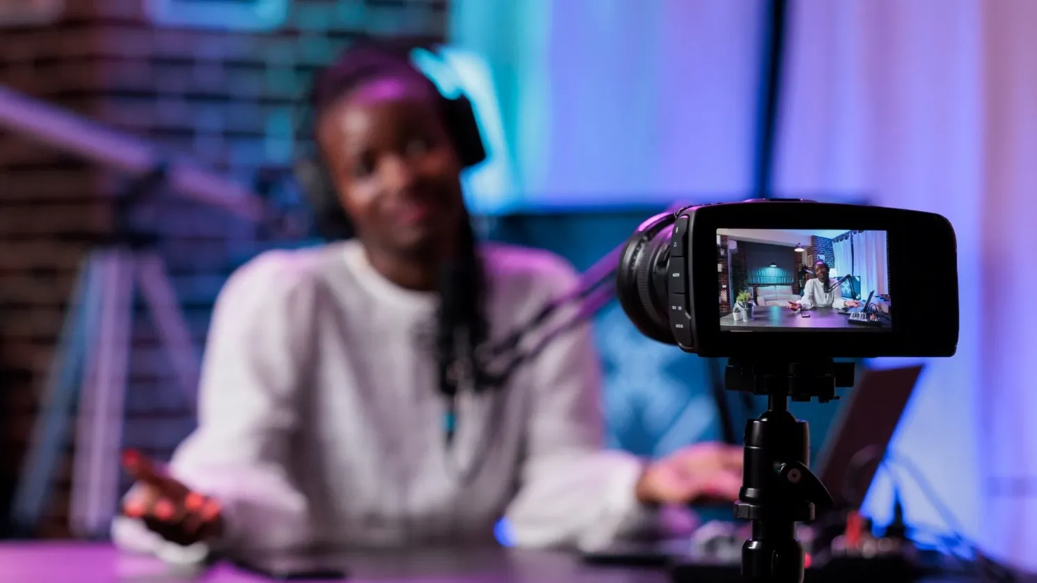 young woman live streaming